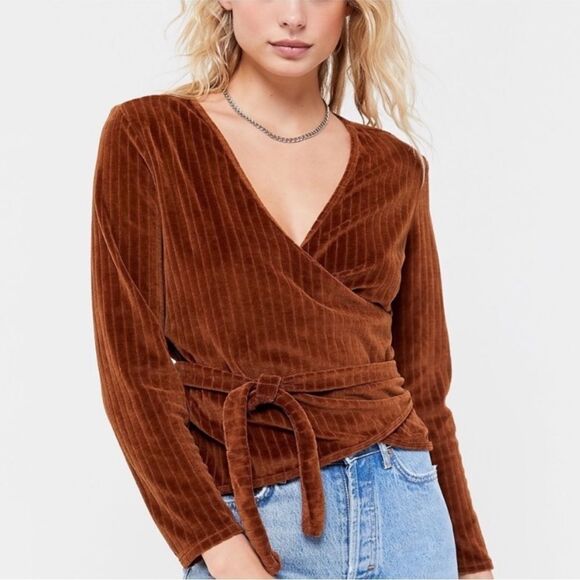 Rita Row Tops - Rita Row Ribbed Velvet Wrap Top